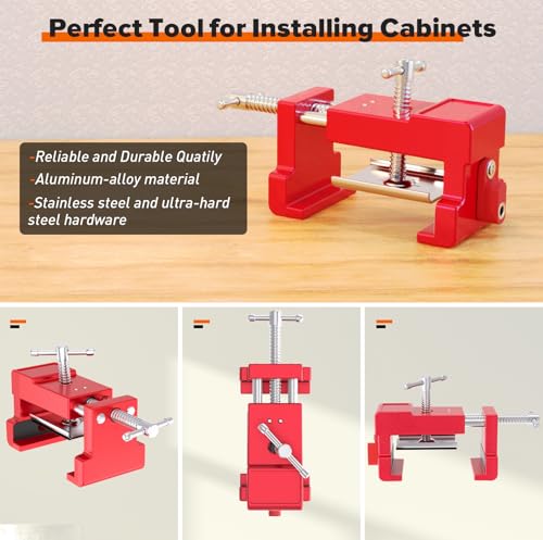 Cabinet Clamps, Cabinet Installation Cabinetry Clamps Face Frame Clamps Tools with Two Side Screws and Alignment Plate, 2 Pack, Up to 440 lbs Load Capacity, Red - color: Red-2 Pack