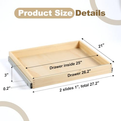 Soft Close Wood Pull Out Cabinet Drawer, 26.2", Fits 28"+ Opening - size: 26inch