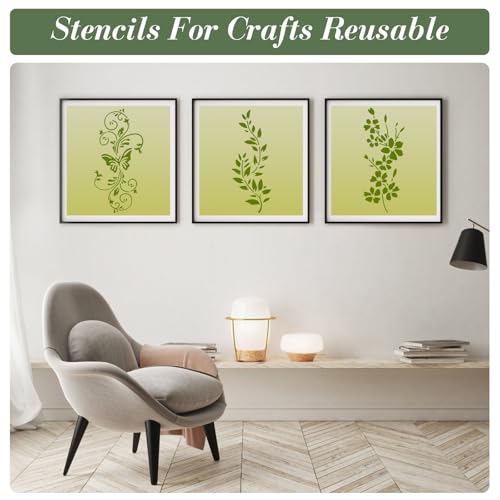 Flower Stencils for Crafts Reusable 15Pcs Stencils(11.8X5.9 Inch) - color: Flower