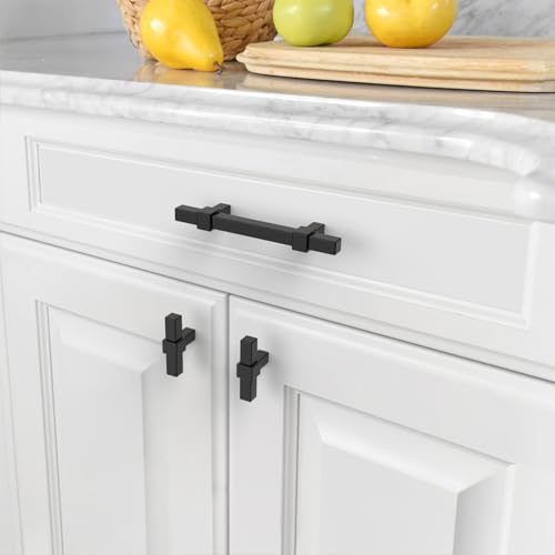Asidrama 10 Pack 3 inch Matte Black Kitchen Cabinet Handles - color: Matte Black, size: 3" Hole Center(76mm)
