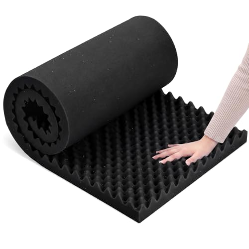Gerrii 72" X 24" X 1" Egg Foam Pad, 30d High-Density Couch Cushion, Black - color: Black, size: 72" X 24" X 1"