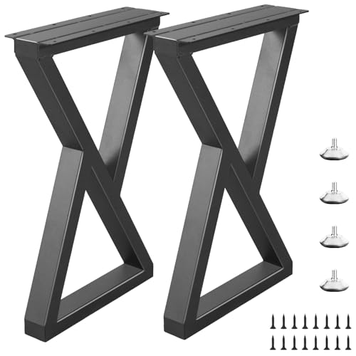 22 Inch Metal Coffee Table Legs, Heavy Duty Black Metal End Desk Table Legs, DIY Project for Furniture, Bench (H22” x W13”, Set of 2) - size: 22 Inch Z