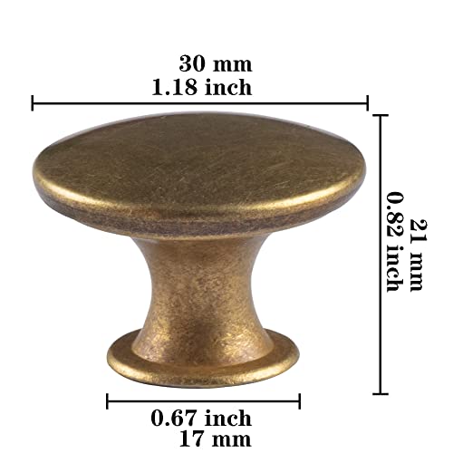 20 Pack Antique Brass Kitchen Cabinet Knobs Round Drawer Pulls - color: Yellow bronze