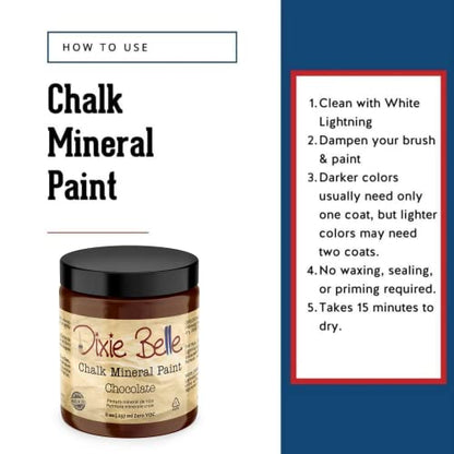 Dixie Belle Paint Company Chalk Mineral Paint - Chocolate (8oz) - color: Chocolate, size: 8 Fl Oz (Pack of 1)