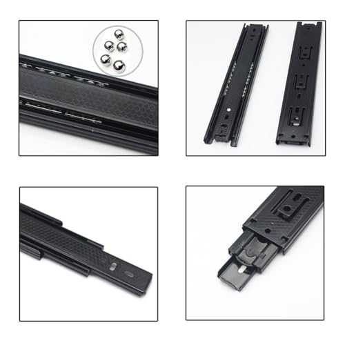 1 Pairs Ball Bearing Drawer Slides, 8 10 12 14 16 Inchs Furniture Drawer Slides 3 Folds Extension Soft Close Guide Rail for Dresser, Cabinet, Kitchen(8in)