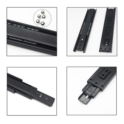 1 Pairs Ball Bearing Drawer Slides, 8 10 12 14 16 Inchs Furniture Drawer Slides 3 Folds Extension Soft Close Guide Rail for Dresser, Cabinet, Kitchen(8in)