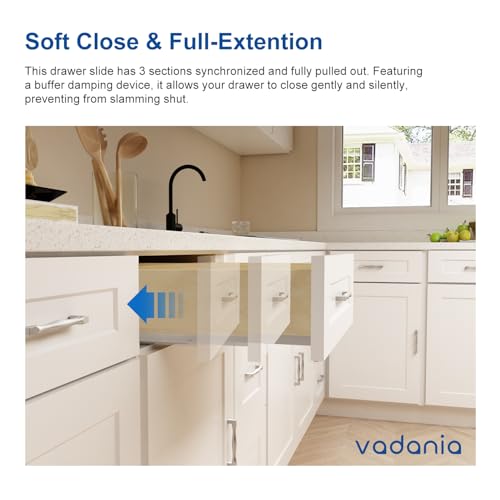 VADANIA #BK54 16" Undermount Drawer Slide, Soft Close - size: 16 Inch, style: Soft Close