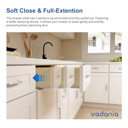 VADANIA #BK54 16" Undermount Drawer Slide, Soft Close - size: 16 Inch, style: Soft Close