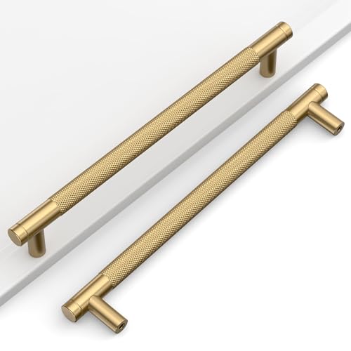 Champagne Bronze Knurled Cabinet Handles Kitchen Pulls 7.5 Inch 10 Pack - color: Champagne Bronze, size: 7.5" Hole Center