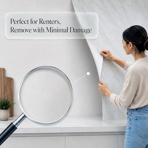 Very Berry Sticker Marble Contact Paper (White Matte, 24" x 78", 1 Pack) - color: White Matte, size: 24" x 78"