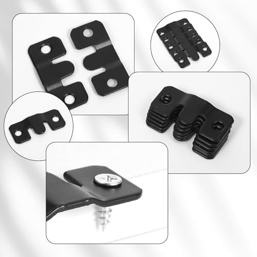 8 Pairs Flush Mount Bracket Interlocking Heavy Duty Photo Frame Hook Black