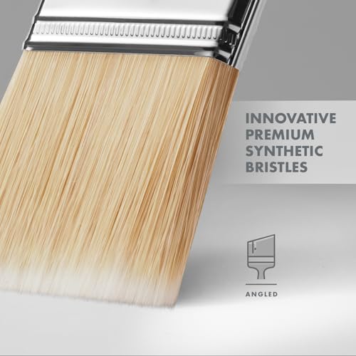 2 - Pack Premium Paint Brushes - 2 and 2.5 Inches Angle Sash Paint Brushes - Made in Italy - Premium Quality Synthetic Bristle Paint Brush Set - Ideal for Professionals and Homeowners - size: 2 Pack ( 2" Angle, 2.5"Angle)