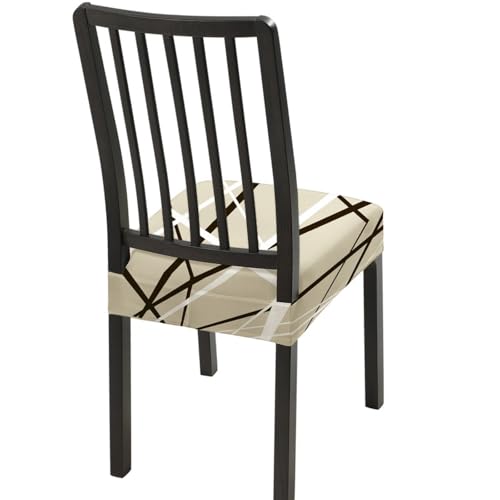 SearchI Dining Chair Seat Covers Set of 4, Rear Covered, Beige Stripe - color: Beige Stripe