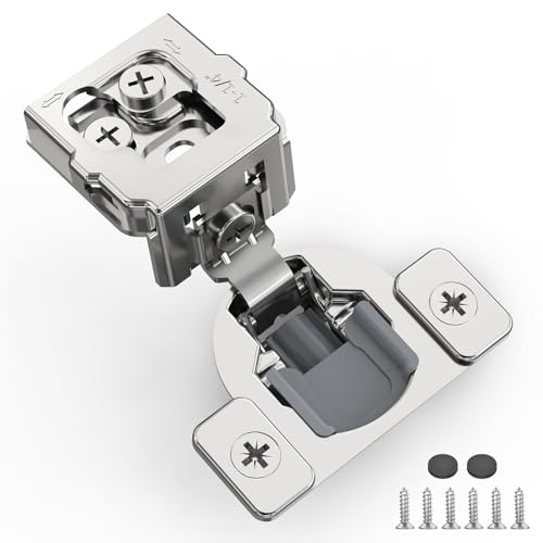 10 Pack 1 1/4" Overlay 3D Soft Close Hinges for Face Frame Kitchen Cabinet, 3 Way Adjust, Self Closing Concealed Cabinet Hinges-105 Degree