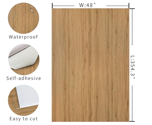 354"x48" Extra Wide Light Wood Contact Paper Peel and Stick Oak Wallpaper - color: Oak Brown, size: 48" x 354.3"
