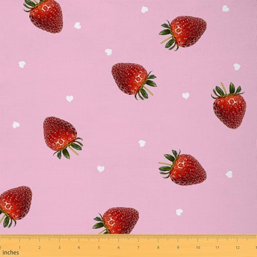 Feelyou Kawaii Strawberry Upholstery Fabric Soft 1 Yard - color: Multi 10, size: 1 Yard