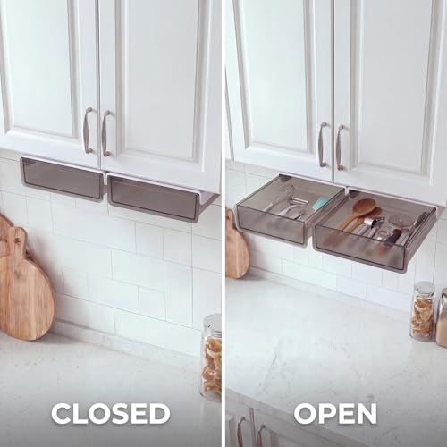 Adhesive Under Desk Drawer Hidden Storage Organizer Set S+M - size: S+M