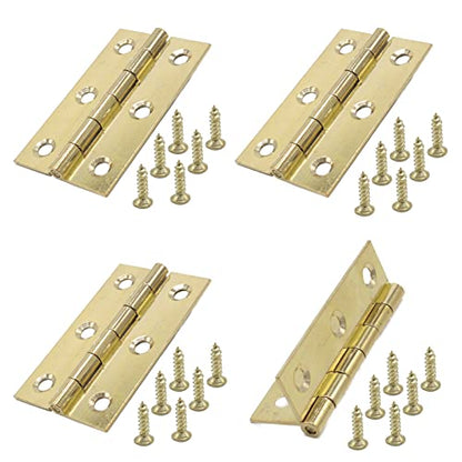 4 Pack Brass Cabinet Hinges 2.5 Inch for Cabinets and Furniture - size: 2.5inch