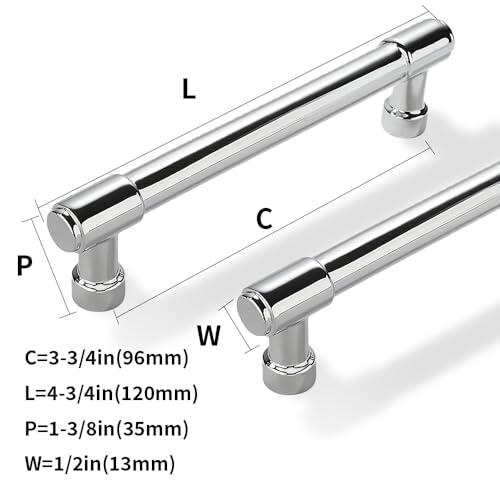 Solid Heavy Duty Jasper Pulls 10 Pack Polished Chrome Cabinet Pulls 3-3/4 Inch Hole Centers for Kitchen Cupboard Handles Modern Drawer Pulls Bathroom Cabinet Pulls - color: Polished Chrome, size: 3-3/4 inch(96mm) Hole Center