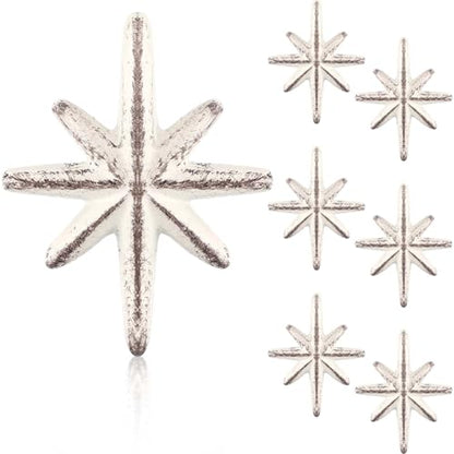 6 Set Unique Antique White Cast Iron Drawer Pulls & Cabinet Knobs - color: Antique White, size: 8-pointed Star