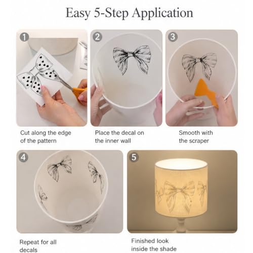 Lampshade Decals, Bow PVC Rub On Transfer Stickers 2-Pack - color: Bow 2-Pack