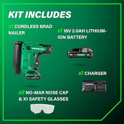 Metabo HPT Brad Nailer, 18 Gauge Cordless, 18V Kit, NT1850DG - style: NT1850DG - Includes Battery and Charger