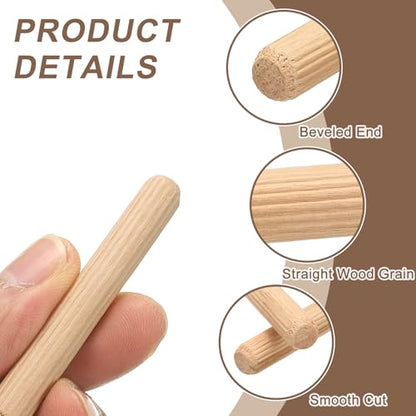 MECCANIXITY Wooden Dowel Pins 1/4"x 2" (6mm x 50mm) Straight Dowel Rods Wood Fluted Dowels Rods for Crafts Furniture DIY Hardwood Count 50 - size: 1/4"x 2" (6mm x 50mm)