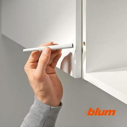 Blum Tip-On Long Version 956A1004 with Adapter Plate - Push to Open Cabinet Hardware - Silk White - Screw Mount Touch Latch Set