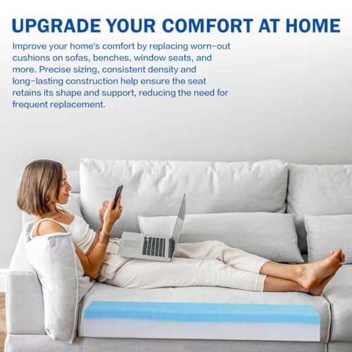 1"x24"x72" Upholstery Foam High Density Gel Memory Foam Cushion - size: 72" X24"x1