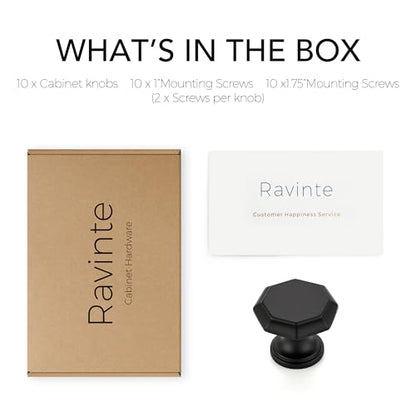 Ravinte Matte Black Single Hole Round Cabinet Knobs,Zinc Pull,10 Pack - color: Matte Black