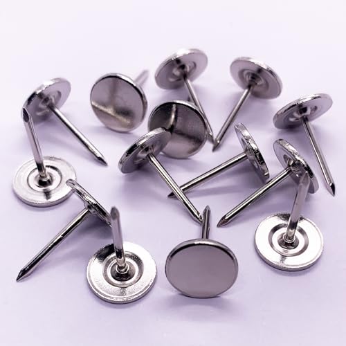 Maozaa Flat Head Upholstery Tacks, 100pcs 7/16" Silver Thumb Tacks - color: Silver - Flat Head