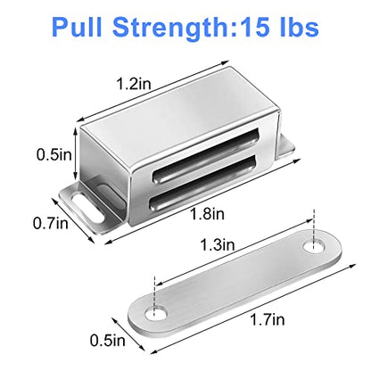 Strong Cabinet Magnets for Closure 15 lbs 8 Pack - Pet-Proof Your Closet - color: Silver, size: 15lbs x 8