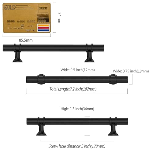 Amerdeco 10 Pack Matte Black Cabinet Pulls 5 Inch(128MM) Hole Centers Kitchen Cabinet Handles Cabinets Hardware Drawer Pulls ZH0058 - color: Matte Black, size: 5"/128MM Hole Center