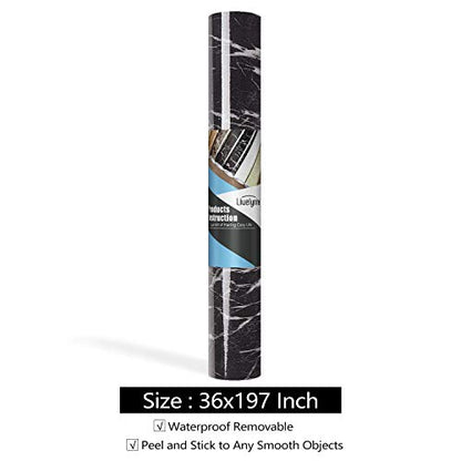 Livelynine 36 Inch Kitchen Countertop Contact Paper Waterproof Dark Marble Contact Paper for Countertops Peel and Stick Wallpaper Bathroom Counter Top Vinyl Wrap Laminate Desk Table Cover Removable - color: Dark marble, size: 36" x 197"
