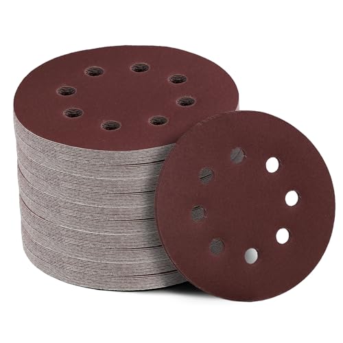1500 Grit Sanding Discs Sandpaper, Jamiikury 5 Inch Orbital Sander Sandpaper Hook and Loop Sanding Pads Round Sand Paper - Pack of 100
