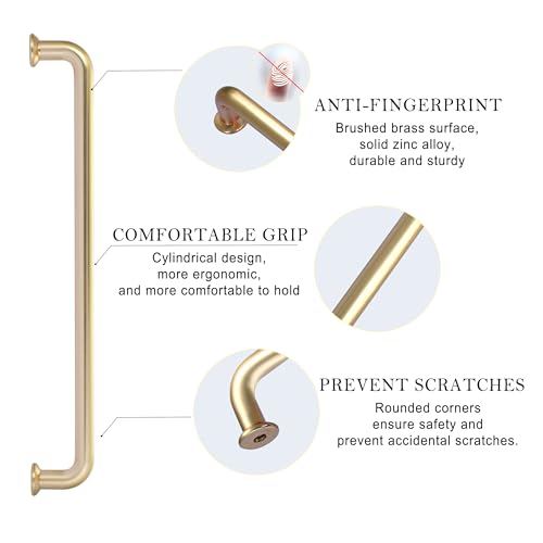 Malimali 10 Pack 7-1/2 Brushed Brass Cabinet Pulls Gold Drawer Handles - color: Brushed Brass-10 Pack, size: 7-1/2"/192MM Hole Centers