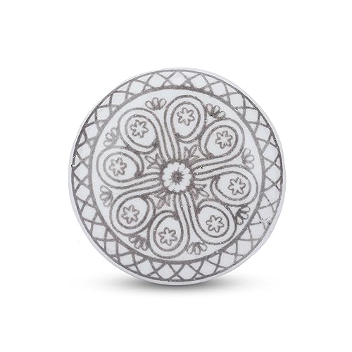 Ajuny Ceramic Knobs Set 12 White Grey Printed Cabinet Drawer Pull Handles
