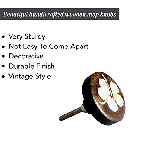 Perilla Home Set of 6 Wooden Knobs for Cabinets & Drawers Decorative Hibiscus Flower Antique Knobs for Home Kitchen Cabinet Hardware Cupboard Glass Door Dresser Wardrobe and Drawer Pulls