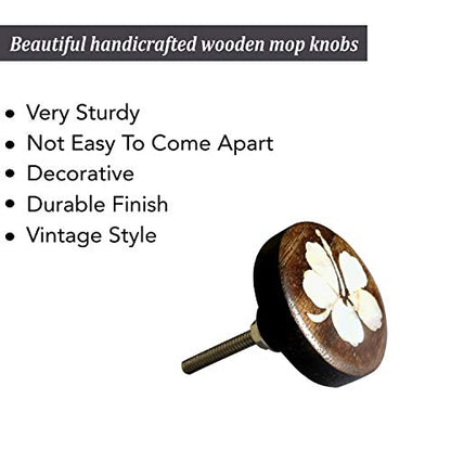 Perilla Home Set of 6 Wooden Knobs for Cabinets & Drawers Decorative Hibiscus Flower Antique Knobs for Home Kitchen Cabinet Hardware Cupboard Glass Door Dresser Wardrobe and Drawer Pulls