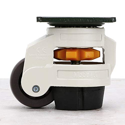 Skelang 4-Pcs Leveling Machine Casters with Nylon Wheel and Rubber Foot, Retractable Workbench Caster, Loading Capacity 2200 Lbs - color: White, size: Medium