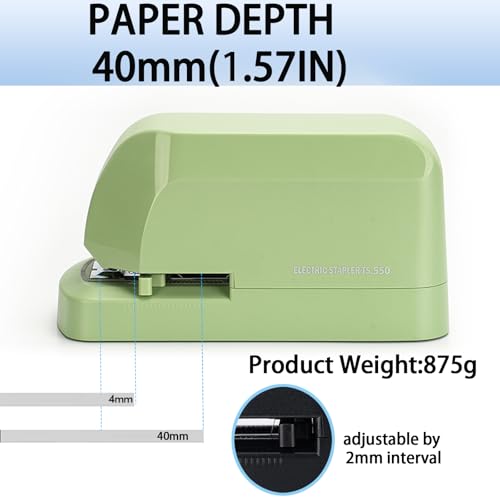 Electric Stapler for Desk, 45 Sheet Capacity Automatic Stapler Desktop, Office Staplers Electric, AC Operated Staplers Heavy Duty Office Use with 1,000 Staples & Staple Remover, Saga Green - color: Saga Green