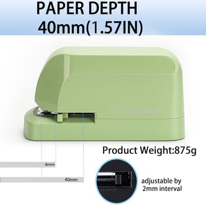 Electric Stapler for Desk, 45 Sheet Capacity Automatic Stapler Desktop, Office Staplers Electric, AC Operated Staplers Heavy Duty Office Use with 1,000 Staples & Staple Remover, Saga Green - color: Saga Green