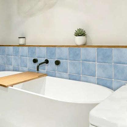 10pcs Peel and Stick Light Blue Backsplash Tiles – 7.87in x 7.87in Self-Adhesive Kitchen Wall Tiles, Bathroom Wall Panels, Modern DIY Stick On Tiles, Home Decor - color: Soft blue