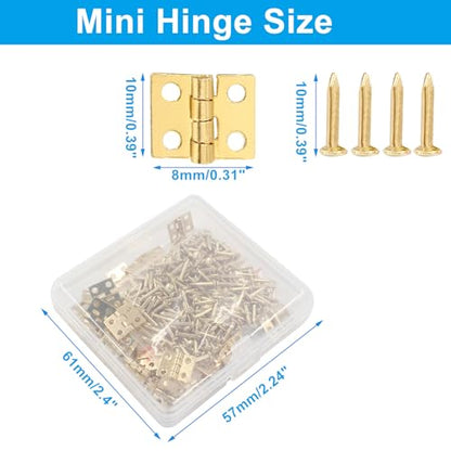 Biaungdo Mini Brass Hinges, 10x8mm, Golden, 60 Pcs - color: Yellow, size: 10x8mm,60Pcs