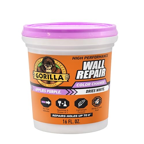 GORILLA High Performance Wall Repair, 16 oz Tub, Color Change Formula