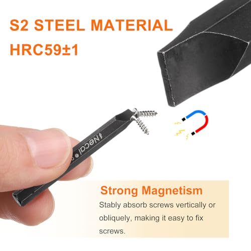 HARFINGTON 3pcs SL8 Slotted Screwdriver Bit 5/16" Hex Shank 80mm/3.15" Length Magnetic Flat Head Hex Bits S2 Steel Screw Driver Bit for Impact Electric Screw Driver Power Tools, Black - color: Black, size: SL8 x 80mm
