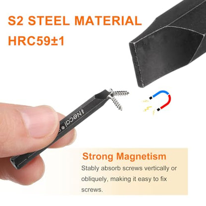 HARFINGTON 3pcs SL8 Slotted Screwdriver Bit 5/16" Hex Shank 80mm/3.15" Length Magnetic Flat Head Hex Bits S2 Steel Screw Driver Bit for Impact Electric Screw Driver Power Tools, Black - color: Black, size: SL8 x 80mm