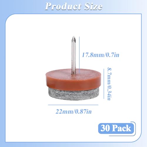 30pcs 22mm Felt Furniture Pads, Nail-on Heavy Duty Table Felt Pad - color: Brown, size: Φ 22 mm
