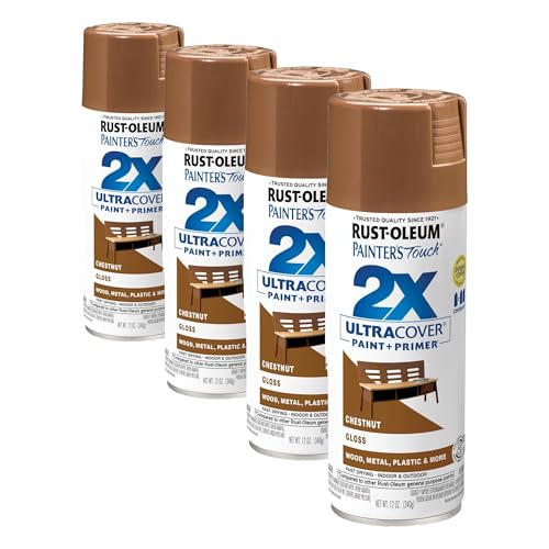 Rust-Oleum 249847 Painter's Touch 2X Ultra Cover Spray Paint, 12 oz, Gloss Chestnut (Pack of 4) - color: Gloss Chestnut, size: 12 Ounce (Pack of 4)
