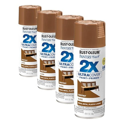 Rust-Oleum 249847 Painter's Touch 2X Ultra Cover Spray Paint, 12 oz, Gloss Chestnut (Pack of 4) - color: Gloss Chestnut, size: 12 Ounce (Pack of 4)